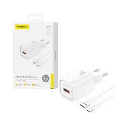 Carregador Foneng EU68 USB-A 3A 18W com Cabo Tipo-C 1m Blanco